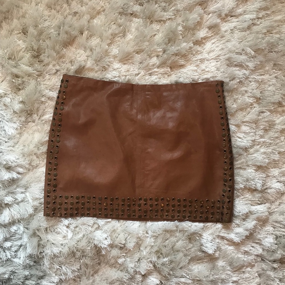 Haute Hippie Embellished Leather Skirt